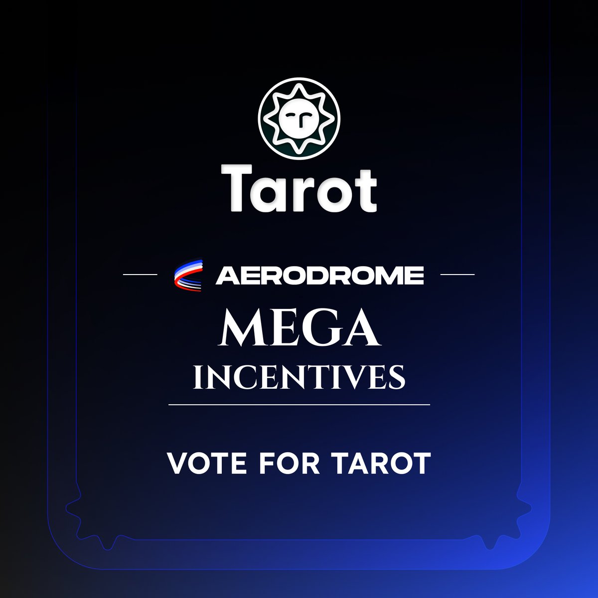 ✈️ Aerodrome Mega-Incentives To commemorate the launch of The Tower on @base, 50,000 $AERO has been allocated towards voting incentives for TAROT pairs on @aerodromefi: WETH/TAROT: 25K AERO AERO/TAROT: 25K AERO These incentives currently total over $92,000! Vote for Tarot!