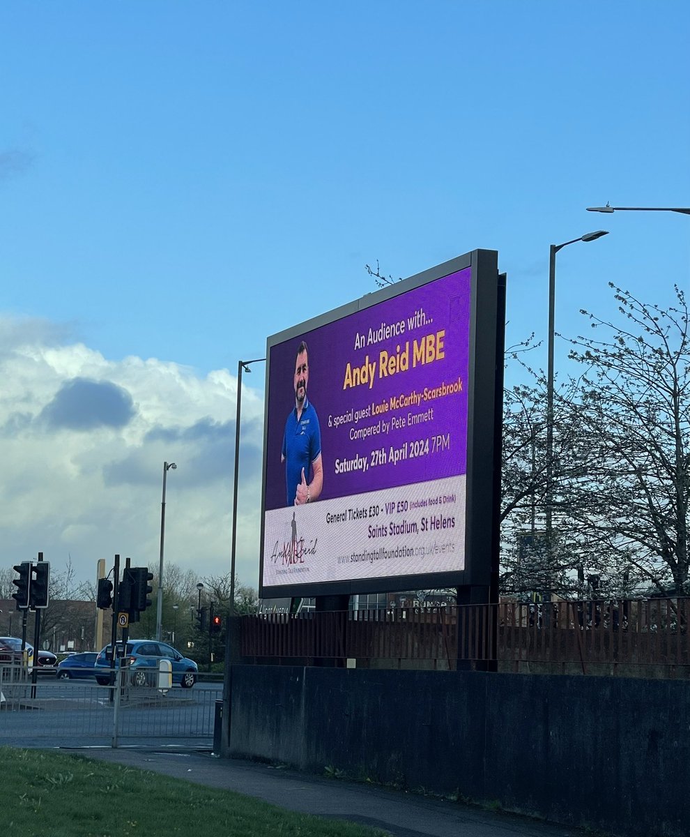 My name up in lights .!! Who is coming to this special event .? Raising awareness and vital funds for @AndyReidMBE_STF Fundraising evening.!