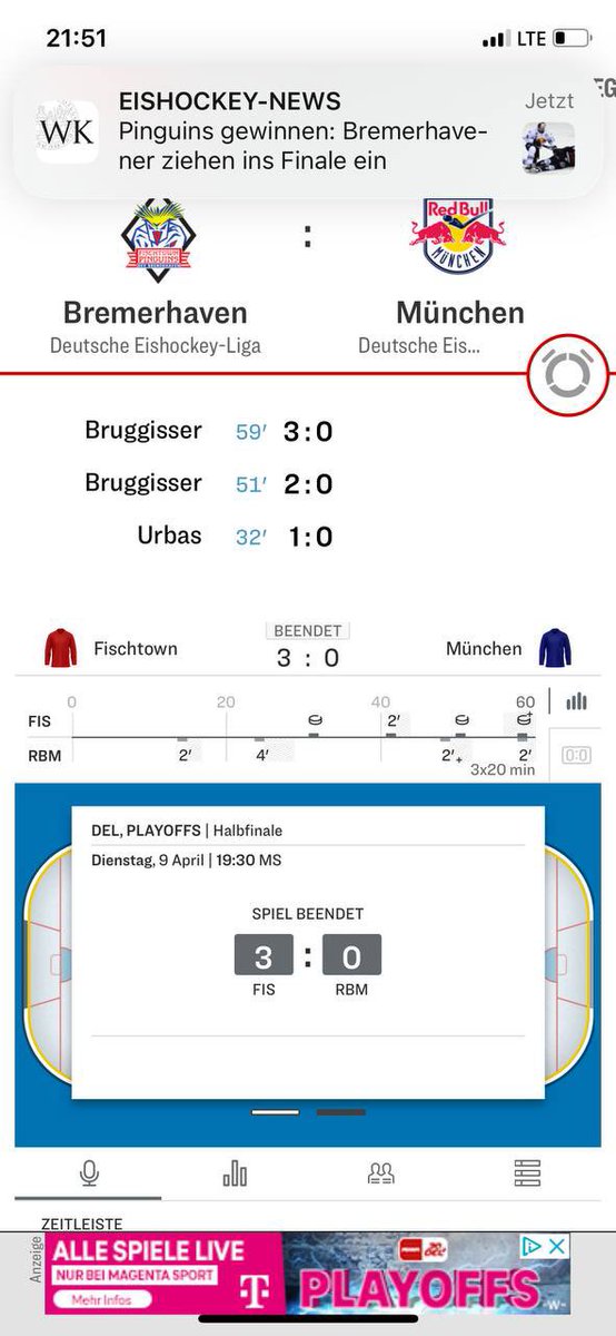 Geschafft: Finale!!!!! Ist doch immer schön, wenn der David dem Goliath zeigt was ein Puck ist 😉.