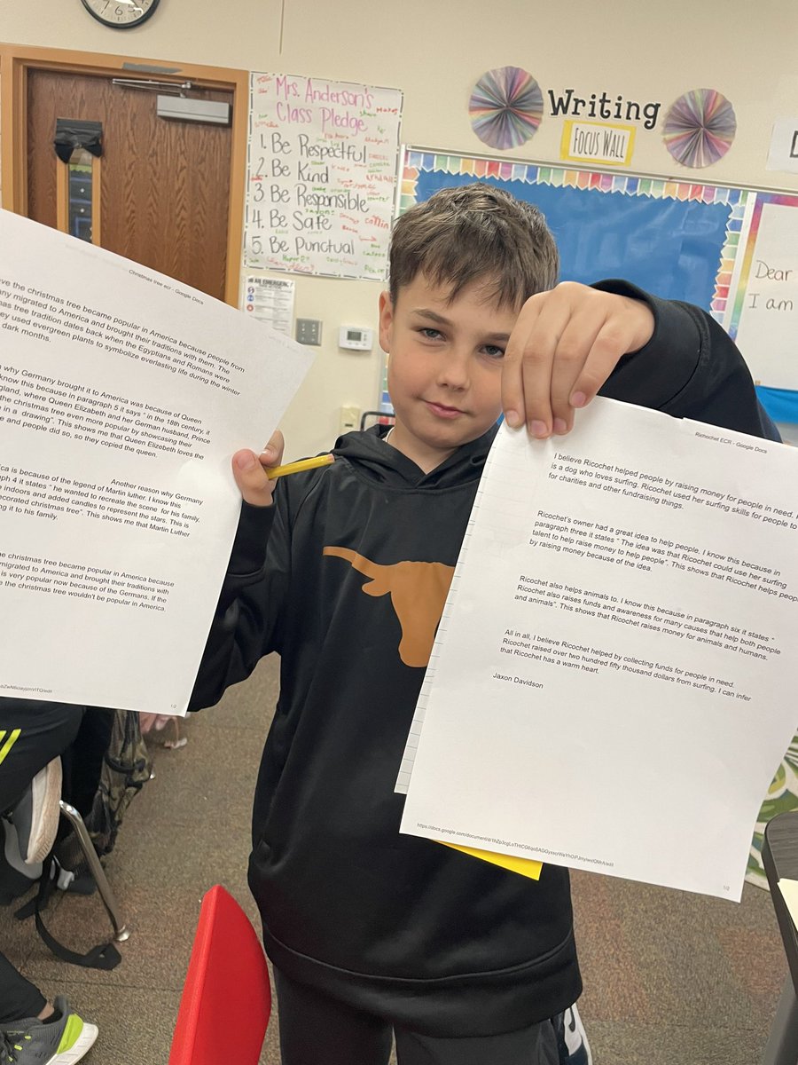 randinanderson's tweet photo. We celebrated all of our growth today in writing ECR’s! #writingportfolios Great conversations about how their proof now connects to assertions and how explaining has grown. #Melissaschools #HMEproud https://t.co/eVq5AG4iJb