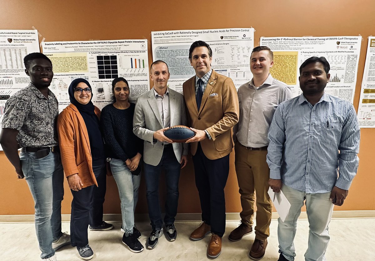 EDIRNA_Biotech's tweet photo. Celebrating the official kickoff of our research collaboration with the Keith Gagnon RNA Lab at @wakeforestmed today. The EDIRNA game ball is in good hands! #RNAediting #NextGen #Innovation https://t.co/VuDdhGsL3I