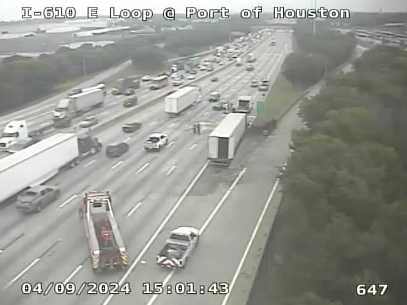 Heavy truck incident/ fire has multiple mainlanes of I-610 East Loop northbound at Port of Houston/ Ship Channel Bridge blocked. TxDOT crews on scene to handle clean up. Scene expected to take multiple hours to clear. Seek alternate route.