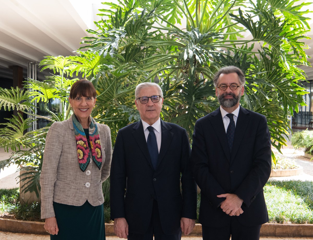 Amb. Mauricio Lyrio, Sec. for Economic and Financial Affairs, hosted a meeting with @ItalyMFA’s DG for Political and Security Affairs, Amb. Pasquale Ferrara, and Amb. Maria Luisa Escorel, Sec. for North America and Europe, to discuss 🇧🇷’s presidency @ G20 and 🇮🇹’s presidency @G7.