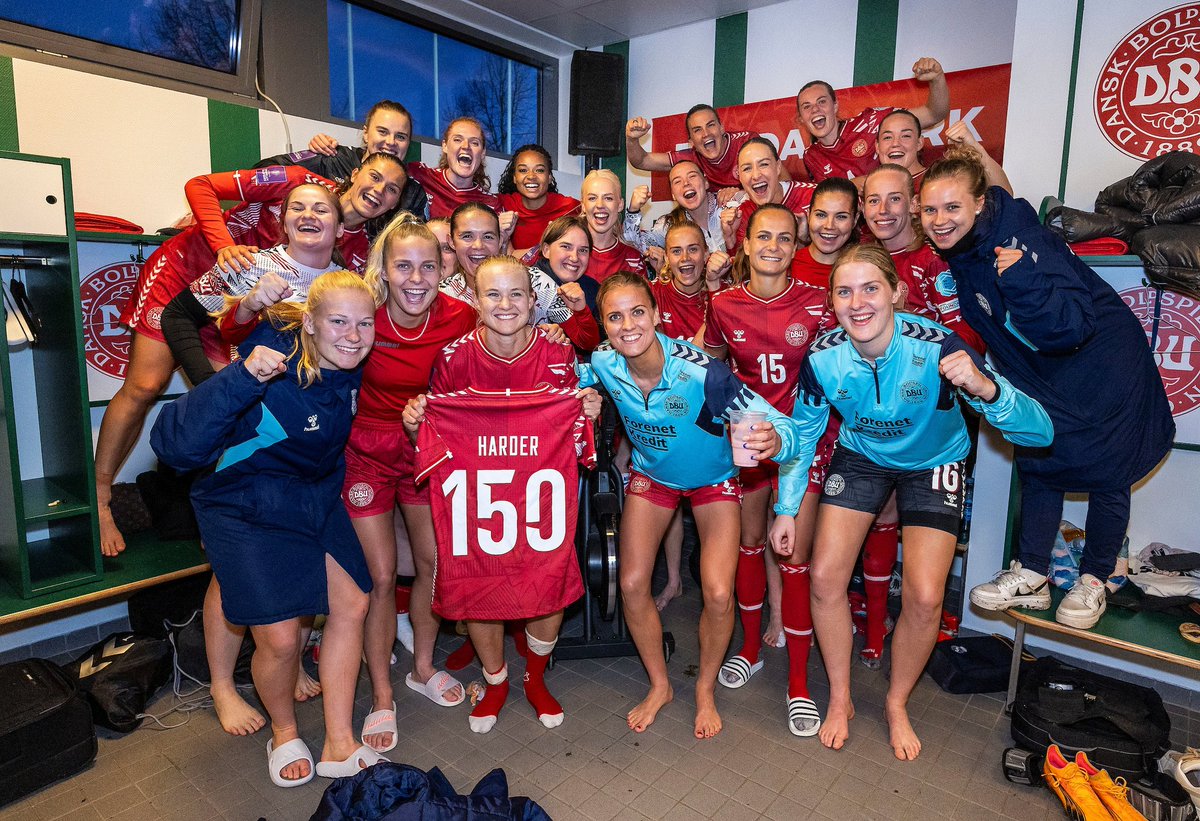 Incredibly proud to make my 150th appearance for Denmark tonight and be able to celebrate it with a win in front of our fans 🥰❤️🤍