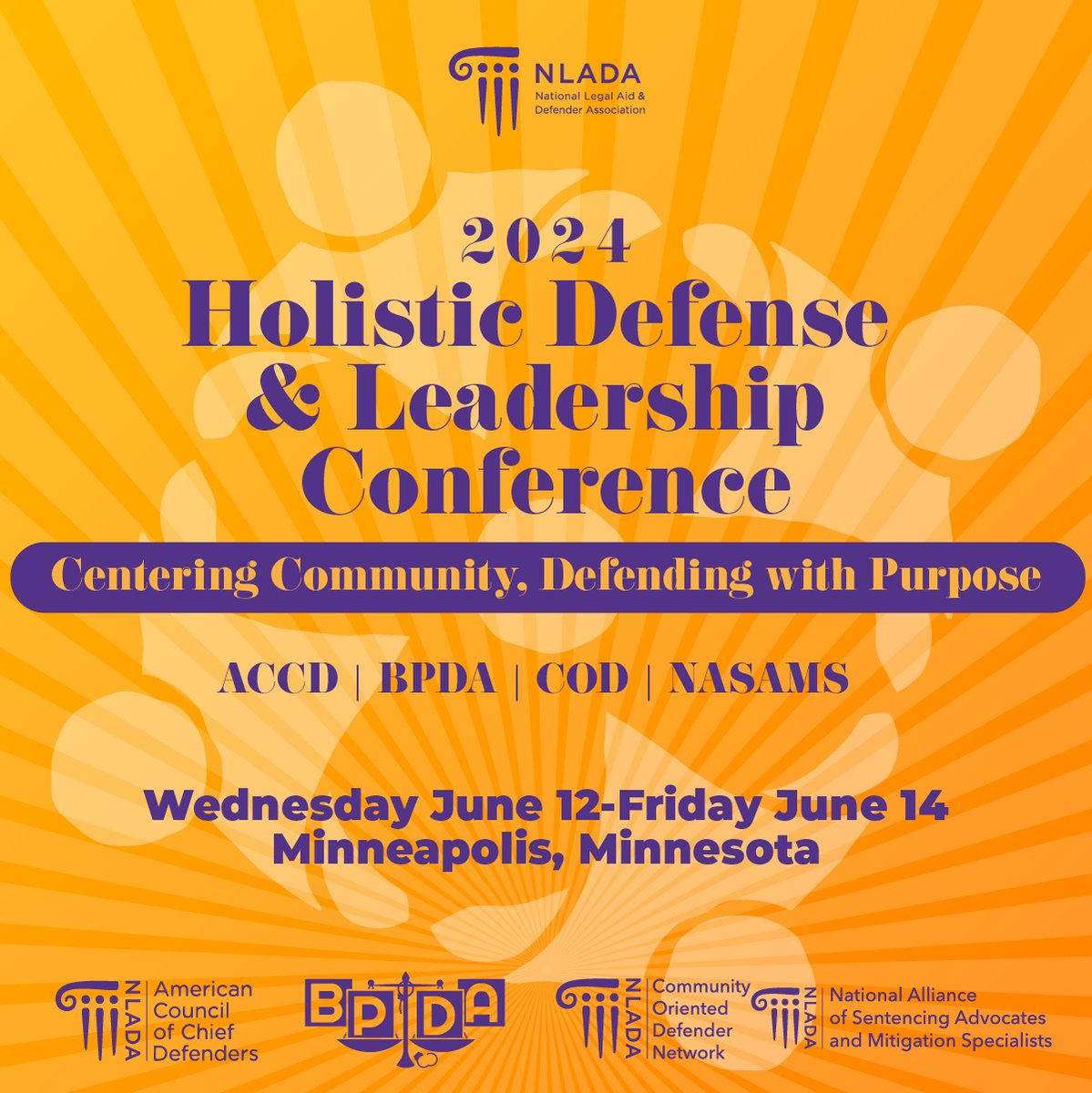 Our annual summer conference is back, and it's bigger and better than ever! This year's theme is 'Centering Community, Defending with Purpose.' Join us in Minneapolis June 12-14 for an unforgettable gathering of minds and hearts. Learn more and sign up: learninglab.nlada.org/Holistic2024.