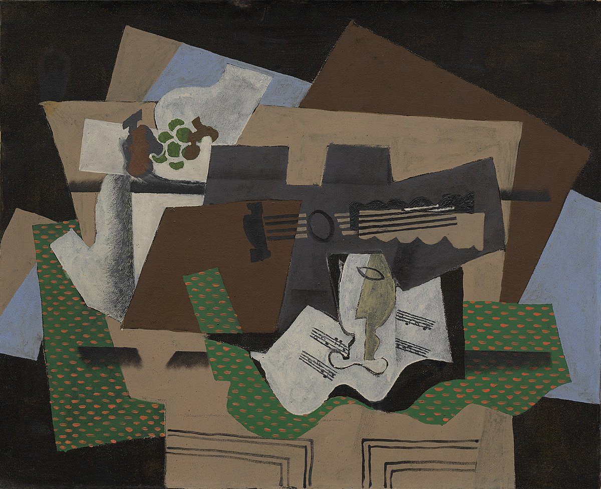 As one of the co-founders of Cubism, #GeorgesBraque shattered conventional perspectives portraying subjects from various angles, employing fragmented, geometric forms. Learn more: gu.gg/4asrcQ2 🎨: Georges Braque, 'Guitar, Glass, and Fruit Dish on Sideboard,' 1919.