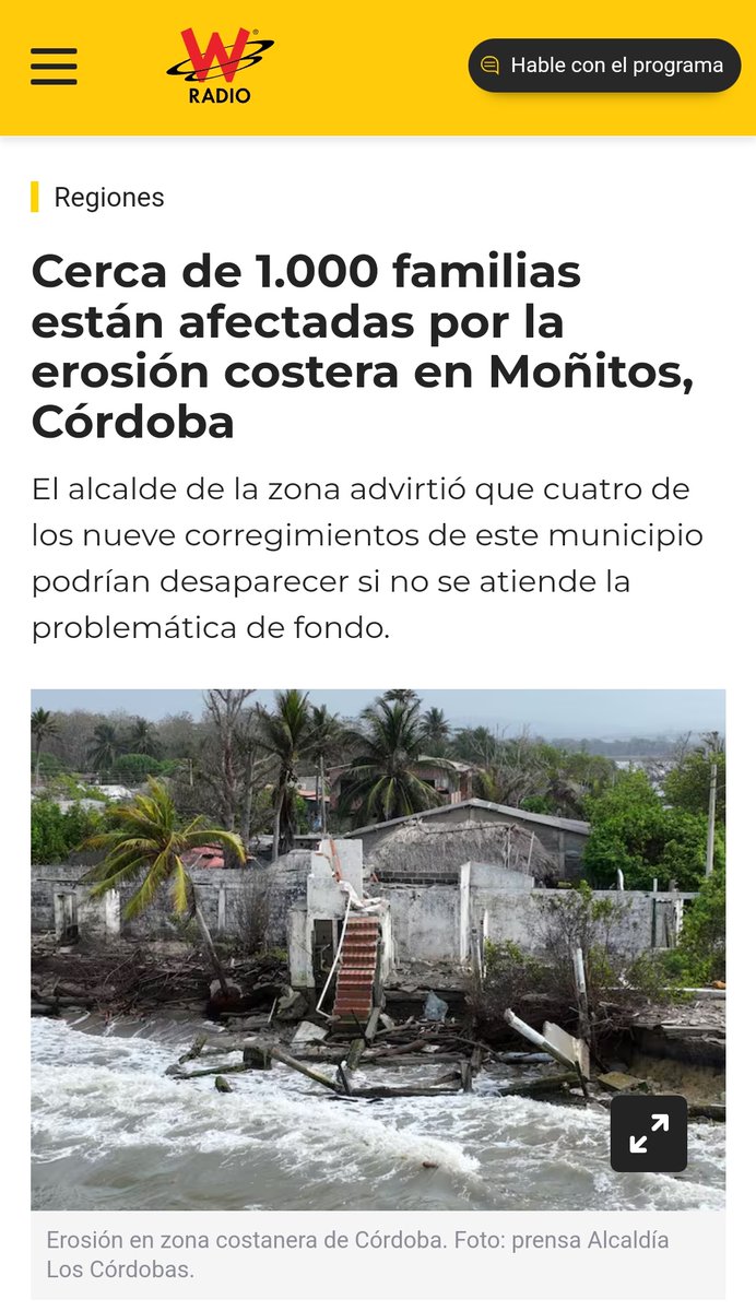 🏝 Las playas de Moñitos (Córdoba) y las de Playa Salguero (Santa Marta) están en riesgo de desaparecer por cuenta de la erosión costera. Así como el resto de zonas cercanas al mar en Colombia. En los próximos 17 años, el país podría perder 12.630 hectáreas de tierra. Abrimos…