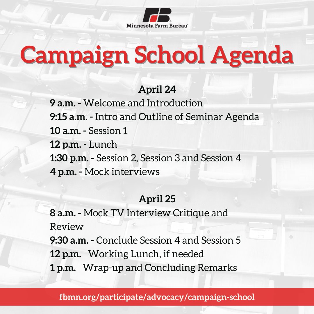 If you have not registered for Campaign School and you are thinking of running for political office, the deadline to register is April 12. Visit our website for more information! fbmn.org/Participate/Ad…