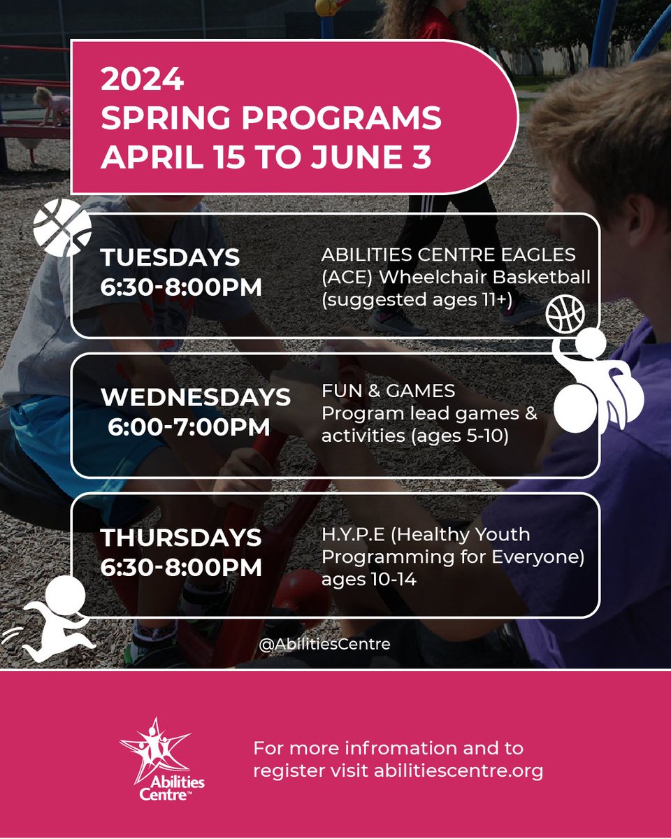 Our spring programs are up and running from April 15 - June 3. Our programs are for kids and youth of all experiences, abilities, ages, and backgrounds where they’ll have physical activity, social interaction & more. For more info and to register visit ow.ly/sG4O50Rbrvj