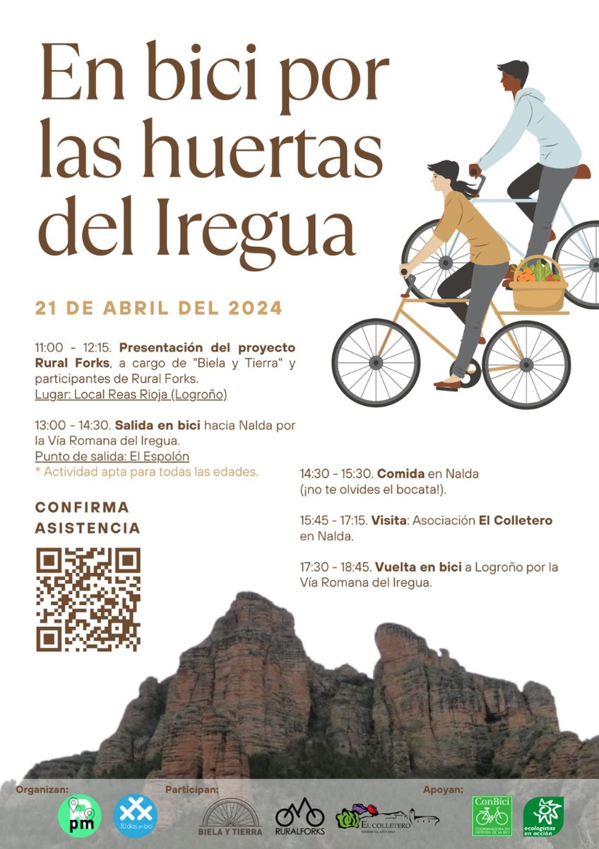 🎉 Nos vamos a #LaRioja 🙌 👩🌾Ruta en bici desde Logroño hasta Nalda con #RuralForks  @30diasenbici @ecologistasenaccionlarioja @elcolletero @ConBici  👉Si estas por La Rioja no te lo pierdas y completa el formulario. goo.su/zEXfrN5