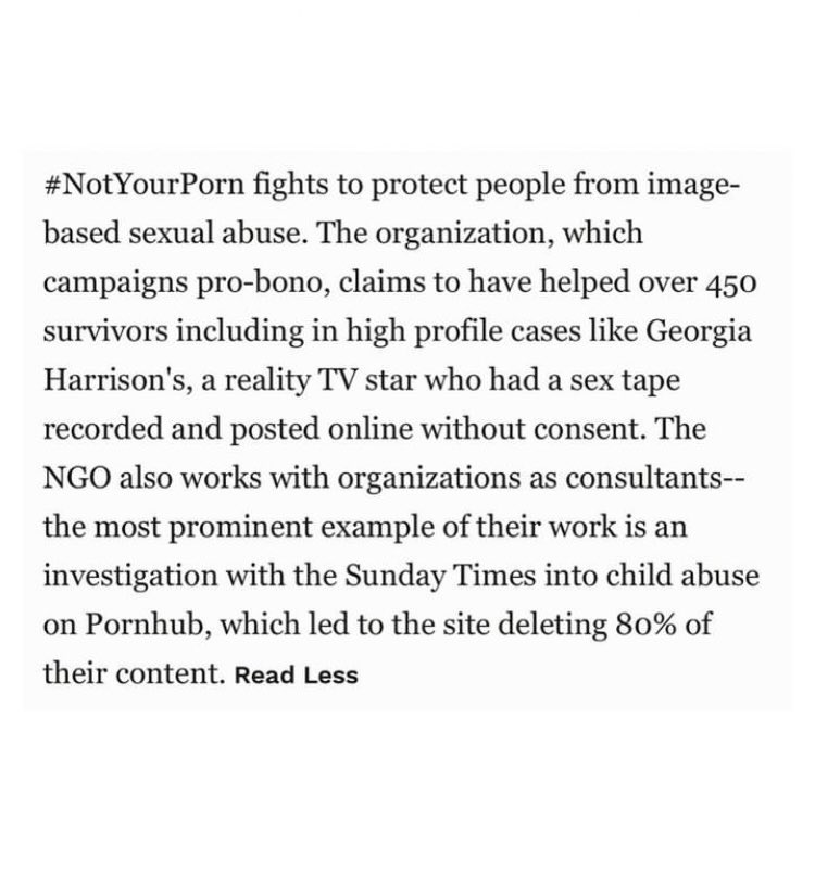 We are so proud, our fantastic <a href="/leejoanm/">Elena Michael</a> &amp; <a href="/NotYourPorn/">#NotYourPorn</a> has been included in this years <a href="/ForbesUnder30/">Forbes Under 30</a> for social impact. We campaign as a small team around our day jobs and we are extremely thankful for all victim-survivors in helping to shape this field and change. Thank you.🖤