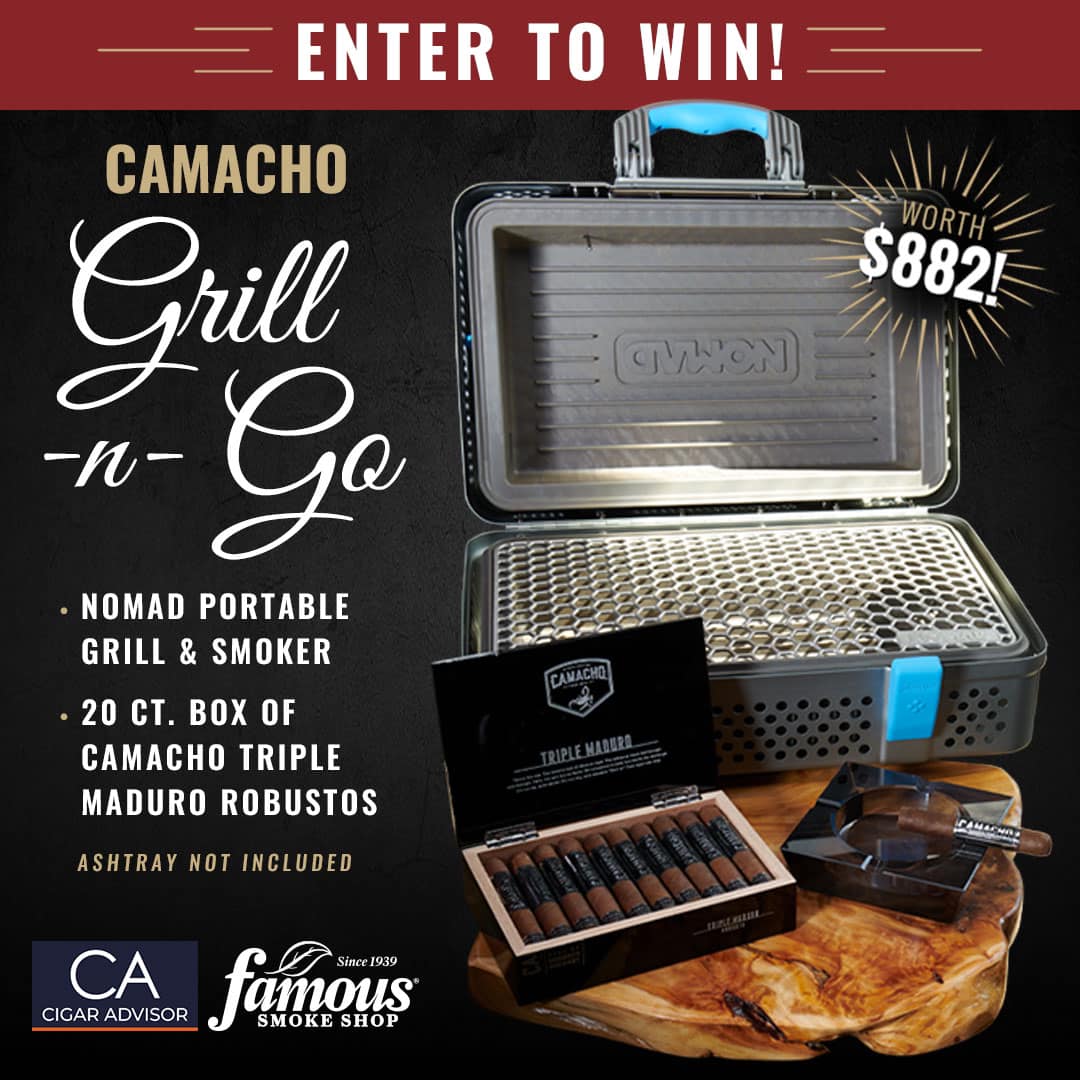 A new month means a new Cigar Advisor/Famous Smoke Shop giveaway! Enter for your chance to WIN this Camacho Cigars Grill-n-Go combo. Enter here - ow.ly/il3C50R6yKA. #cigar #cigars