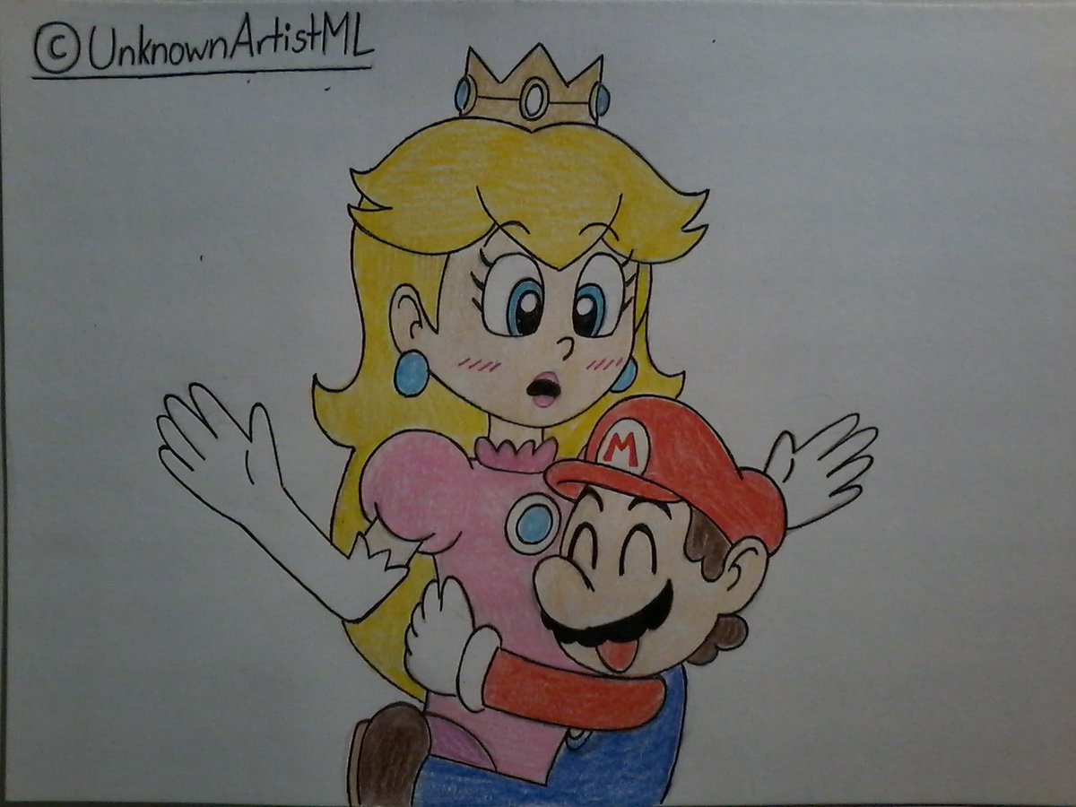 A simple drawing of Mario hugging Princess Peach. (Congrats to @luisifelix for 1K Followers!) #DTIYS #UnknownArtistML #Fanart #Nintendo #PrincessPeach #Mario #SuperMario #Nintendo
