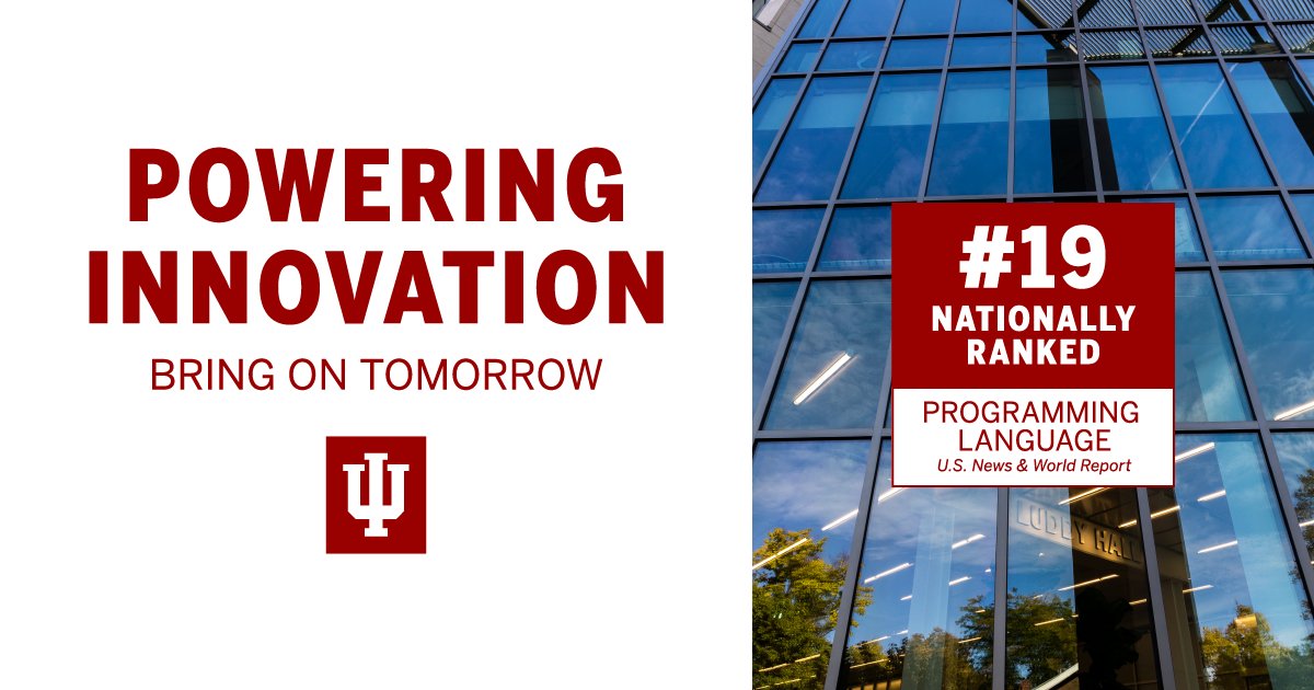 IU leads the state in the total number of top 10 and top 20 graduate programs and specialties, with the computer science specialty in programming language at the Luddy School coming in at no. 19 according to the 2024-25 U.S. News and World Report. 🔗 go.iu.edu/7cH7