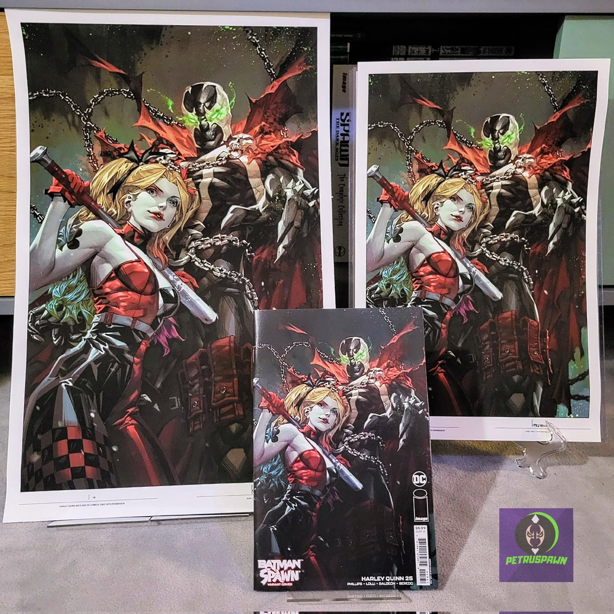 PetruSpawn's tweet photo. Another beauty and rarity from the over talented @KaelNgu ! Those very limited prints were only available at cons and taking the Harley Quinn issue 25 in all its beauty.

Enjoy! ✌️

#harleyquinn
#spawn
#spawncomics
#spawnbatmancrossover https://t.co/oF7yKZClmr
