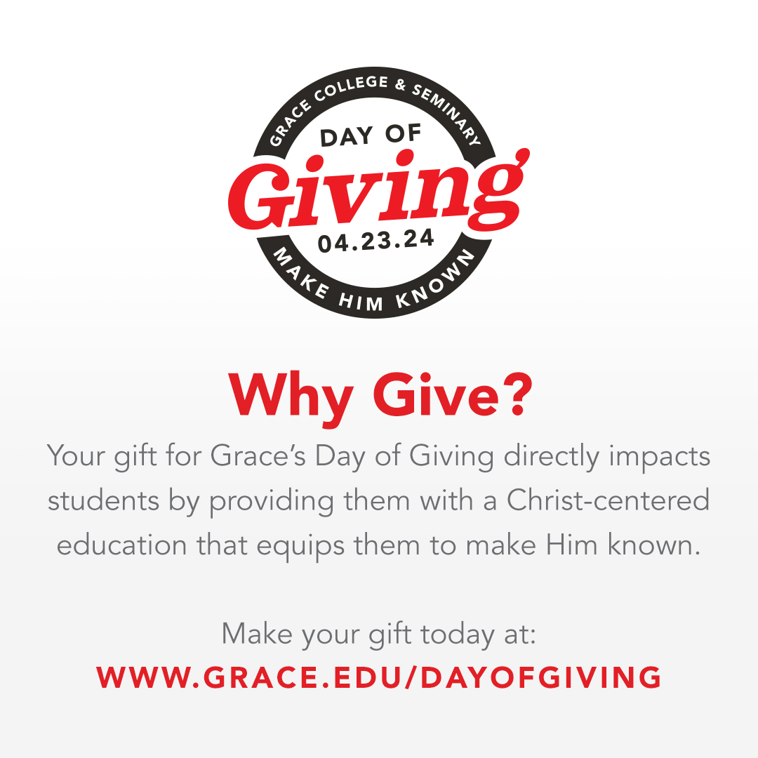 Our faculty and staff want to see students succeed not only in the classroom, but in their walk with Christ. Partner with us on Day of Giving! Learn more here: go.grace.edu/DayOfGiving2024