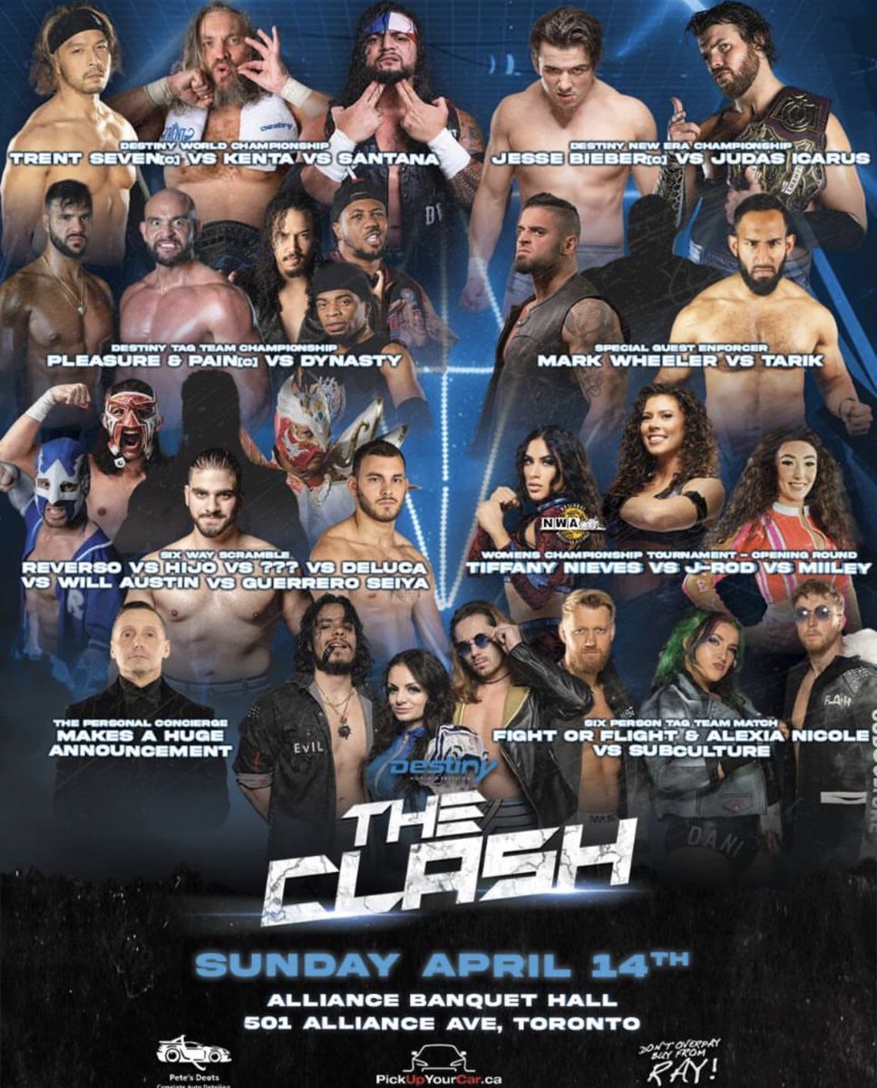 Next stop is Destiny would wrestling This Sunday on April 14th. Also I have meet and greet. Come say hi and too sweet 🤘 See you soon. Check their website revelree.ca/event/theclash…