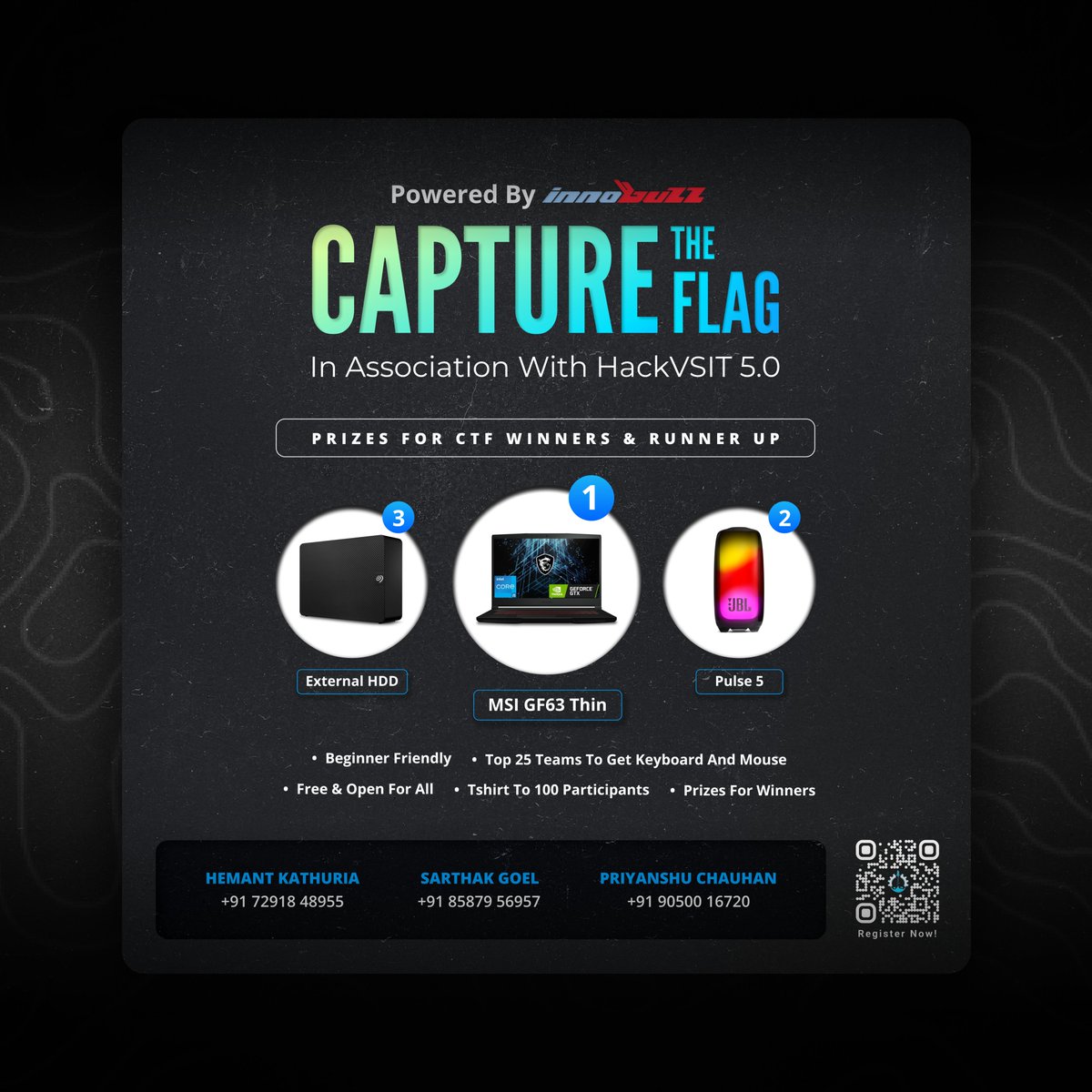 Looking for something fun and exciting? Guess what ACE is back with another fun game that involves you getting your brain to work⁉️

Get your laptops ready and join us for CAPTURE THE FLAG 🚩
(Who says the life of a coder is boring?😏)

🗓️ Date: 19th April 2024
#hackathon #ctf