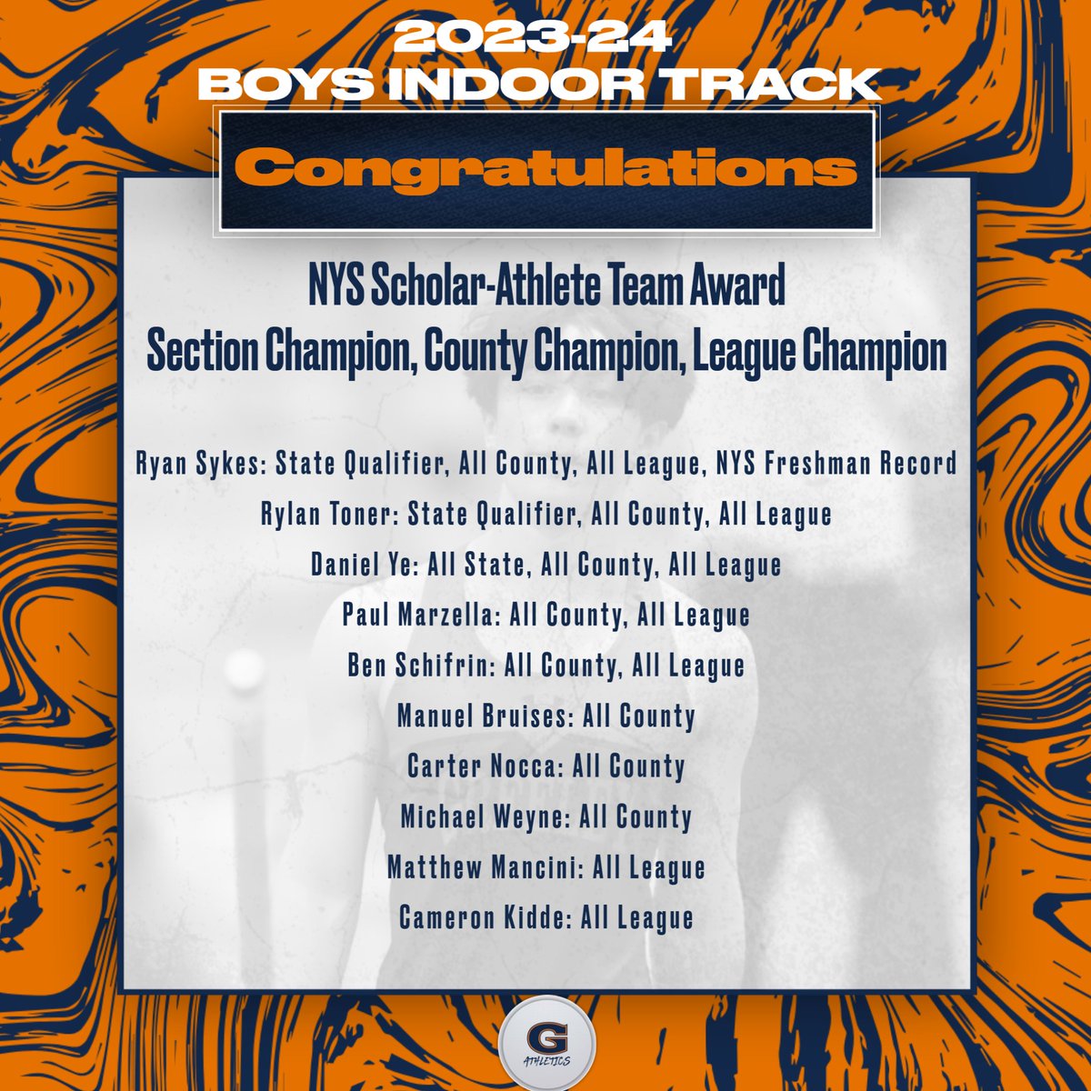 Join us in celebrating post-season honors for our 2023-24 boys indoor track team! 
#GoGreeley #WeAreChappaqua
