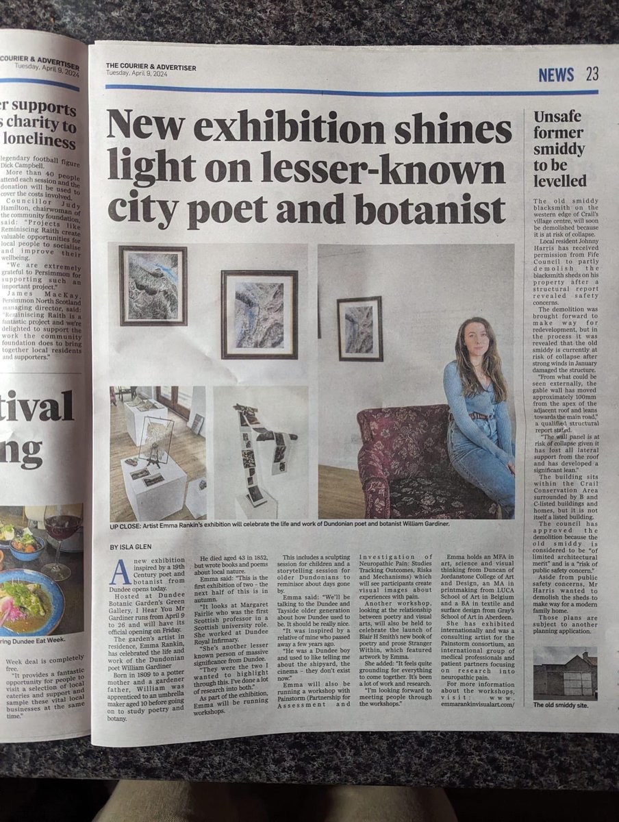 Great write-up for @Painstorm_APDP’s artist Emma Rankin’s new exhibition in Dundee, opening this week. Also featuring input from local writer Blair H. Smith’s forthcoming book😊 @UoDMedicine @DundeeCPRG