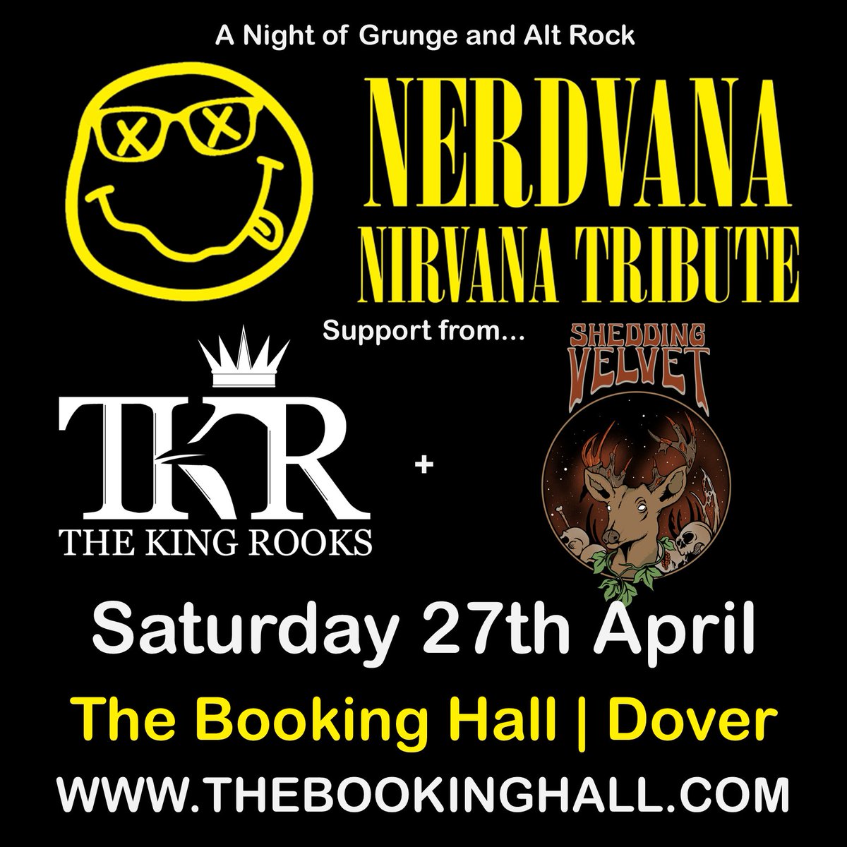 An evening bursting with talent! Nerdvana @TheKingRooks + Shedding Velvet. Get your tickets now!