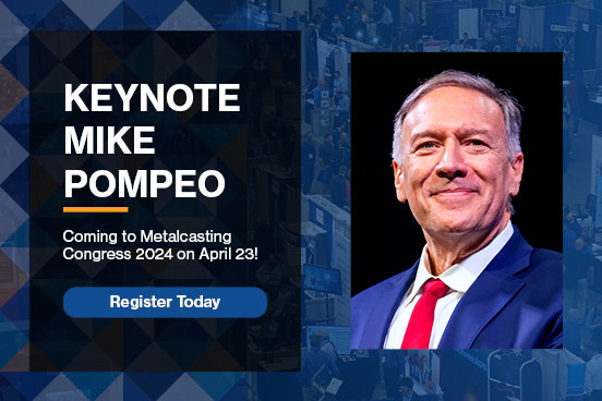 Two weeks until Secretary <a href="/mikepompeo/">Mike Pompeo</a> addresses the <a href="/AmerFoundrySoc/">American Foundry Society</a> #metalcasting congress audience in #Milwaukee, April 23. Looking forward to seeing so many industry leaders.