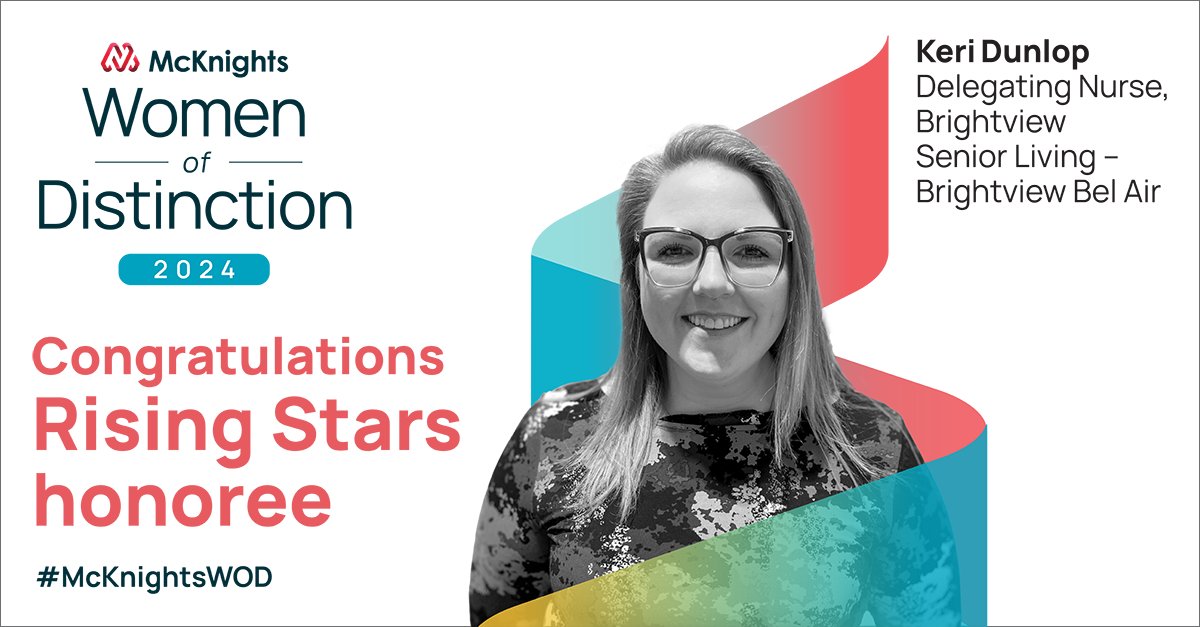 Keri Dunlop, Delegating Nurse, @BrightviewSL has been named a 2024 Rising Stars honoree. Congratulations, Keri! #McKnightsWOD Join us for the live celebration: brnw.ch/21wIFf2