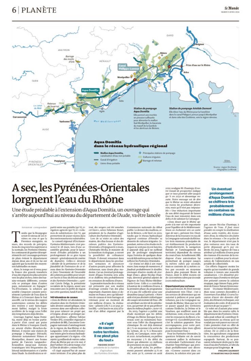 Face aux sécheresses successives, cela fait plusieurs années que la Région <a href="/Occitanie/">Région Occitanie</a> anticipe les bouleversements climatiques : 
✅ Économiser les ressources en eau 
✅ Construire un nouveau réseau hydraulique avec Aqua Domitia, projet unique en Europe
✅ Financer la recherche