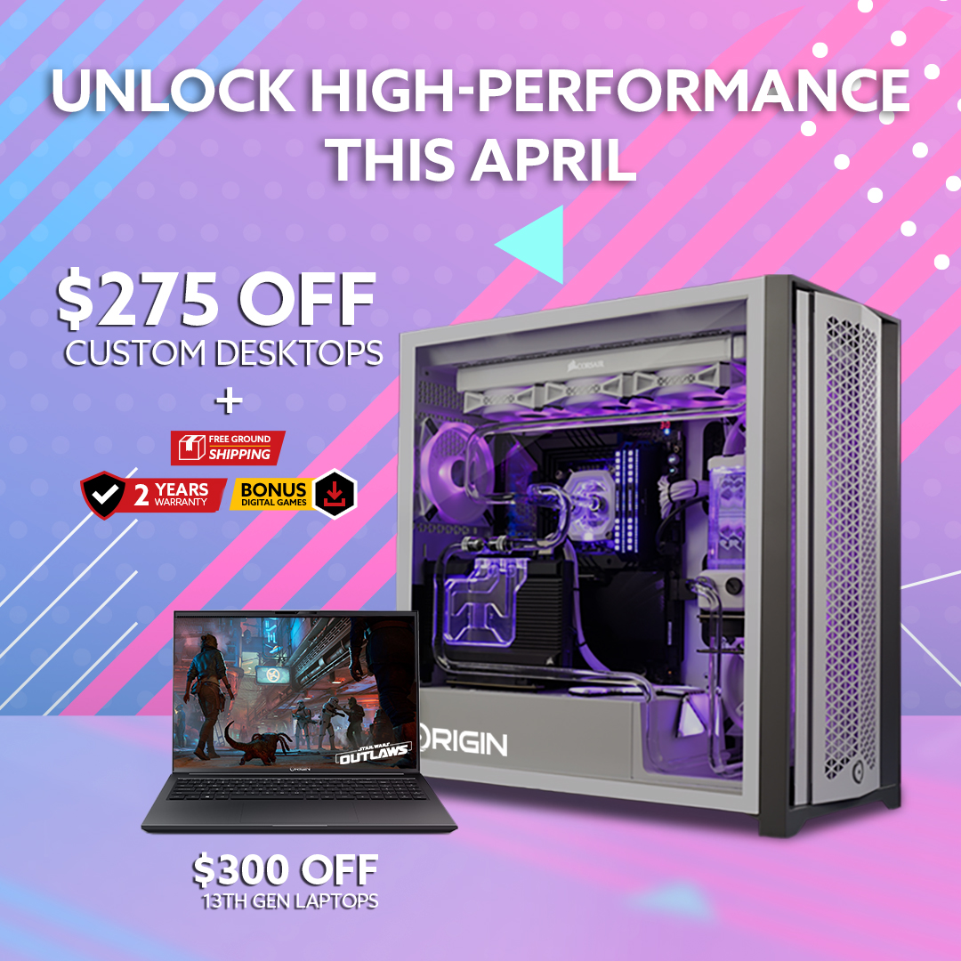 It's time to level up your setup with our Limited time savings we've got on custom PCs, bonus games, two-year part replacement upgrade, and more! 🛍️: bit.ly/4cTjNe4