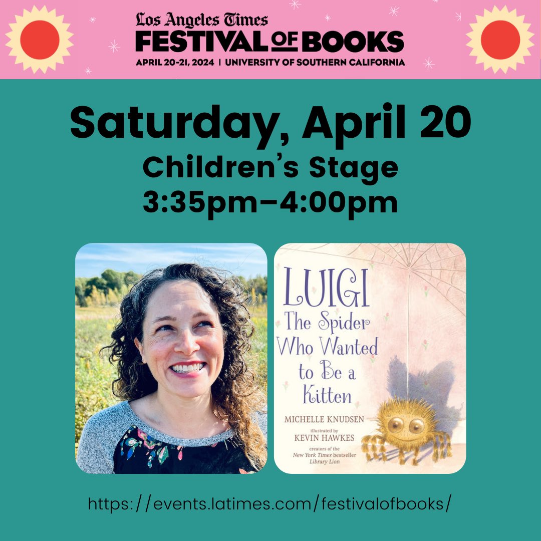 Come see me at @latimesfob on April 20! I can’t wait to share Luigi on the west coast! ❤️🕷️☀️🌴📚