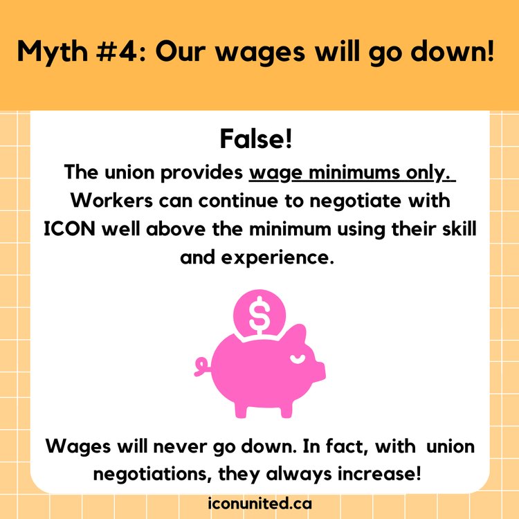 ICON UNION MYTHS! Today we're taking a look at a few union myths that workers might run into during the course of a union campaign. Misinformation is a leading cause of anti-union sentiment, and it's vital that we combat it! ✊️ Which of these myths have you run into before?