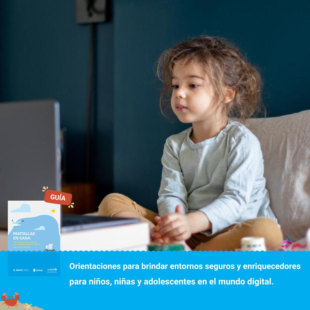 🏠📱 Junto con @Ceibal_uy desarrollamos la guía 'Pantallas en Casa', con consejos prácticos para que las familias puedan acompañar las experiencias de niños, niñas y adolescentes a través de tecnologías digitales. 📌Encontrala en nuestro sitio web: unicef.org/uruguay/inform…