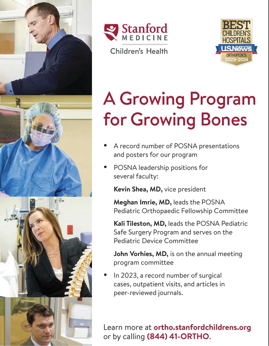 Check out our Stanford Pediatric Orthopaedics ad for the POSNA annual meeting this year! A Growing Program for Growing Bones. #POSNA #stanfordortho #pediatricorthopaedics