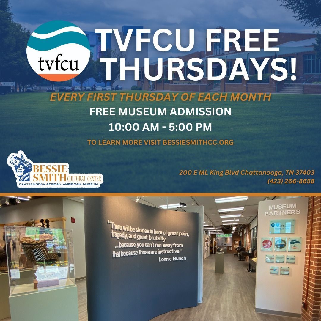 The Bessie Smith Cultural Center is presenting a special treat to the community, TVFCU Free Thursdays! Taking place on the first Thursday of every month, this initiative allows visitors to explore the museum's exhibits free of charge. 👏 See you there!