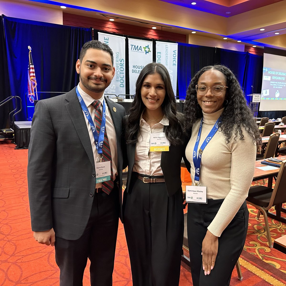 3 of our students dedicated to driving change in #HealthPolicy represented the VUSM chapter of AMA-TMA at the @TNMed House of Delegates on Saturday. M3 Neha Aggarwal presented a resolution on buprenorphine in chronic pain management, which passed with strong support. Great work!