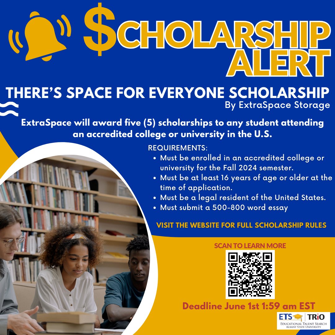 Attention Seniors!!! 🚨 It’s not too late to apply for scholarships. Scan the QR code on the flyer to apply for this financial opportunity. 🤑
•
•
•
#asuets #albanystateuniversity #educationaltalentsearch #georgiatrio #trioworks #graduationmatters #scholarship