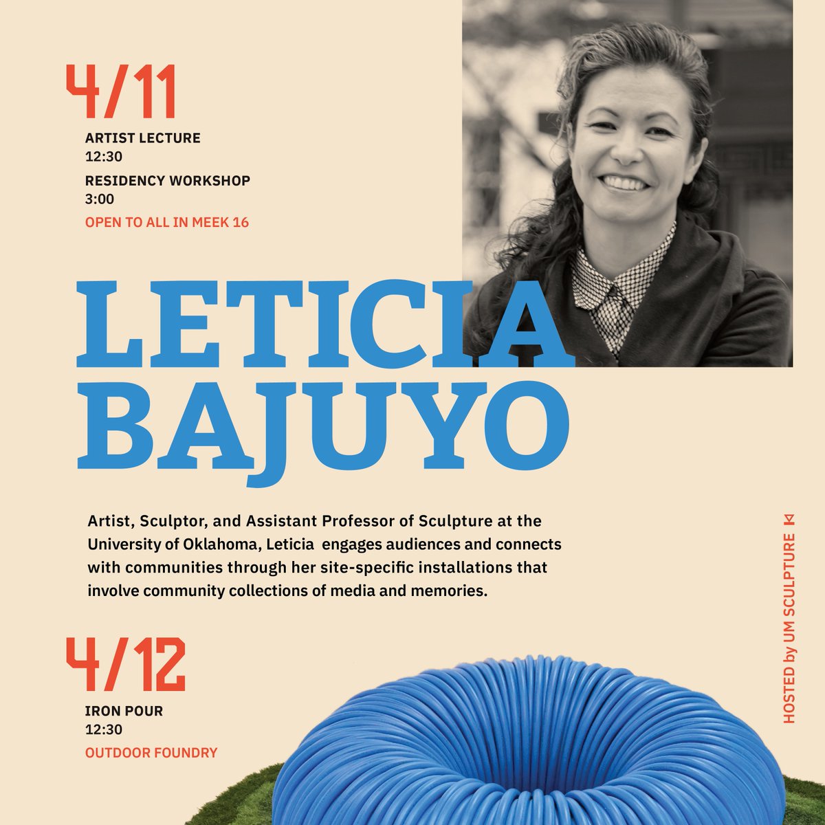 We’ve got a super fun week ahead! Leticia Bajuyo will be joining us this Thursday for an artist lecture and workshop. Plus, UM Sculpture will be having their end of semester Iron Pour!!
#OleMiss #Art #ArtHistory #Sculpture #HottyToddy #OxfordMS #Mississippi