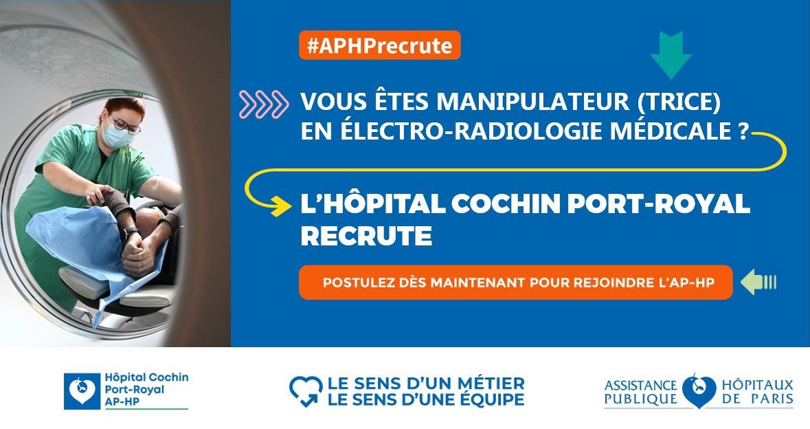 🔵 #APHPrecrute | Vous êtes manipulateur(trice) en électro-radiologie médicale - MERM ? Rejoignez dès maintenant les équipes de radiologie @HopitalCochin @APHP 👉Pour postuler : recrutement.aphp.fr #MardiRecrutement #TeamCochin 🏥