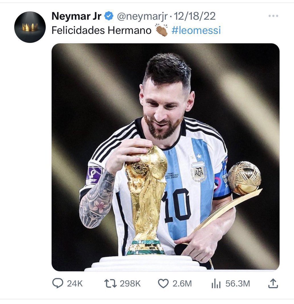 🚨🚨🚨 Neymar’ın attığı tweet , Twitter tarihinde en çok beğenilen spor fotoğrafı oldu 👏 Tarihin en büyüğünün etkisi bu olsa gerek 🐐