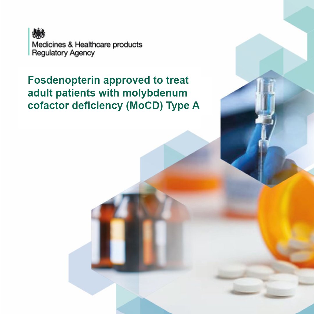 📢 We've approved fosdenopterin to treat adult patients with molybdenum cofactor deficiency (MoCD) Type A Find out more 🔗 bit.ly/3VOzgpF