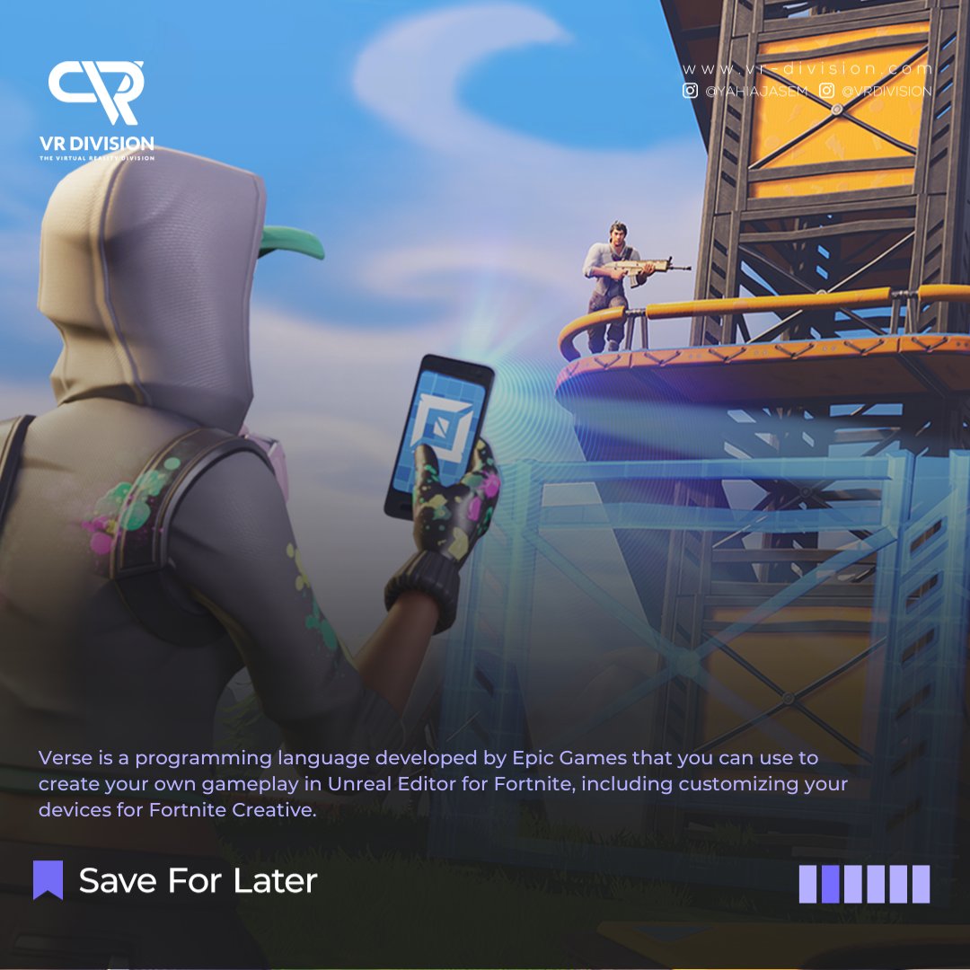 vrdivision's tweet image. What Is Verse?
Verse is a programming language developed by Epic Games that you can use to create your own gameplay in Unreal Editor for Fortnite, including customizing your devices for Fortnite Creative. 🎯

#UnrealEngine5 #VRDivision
