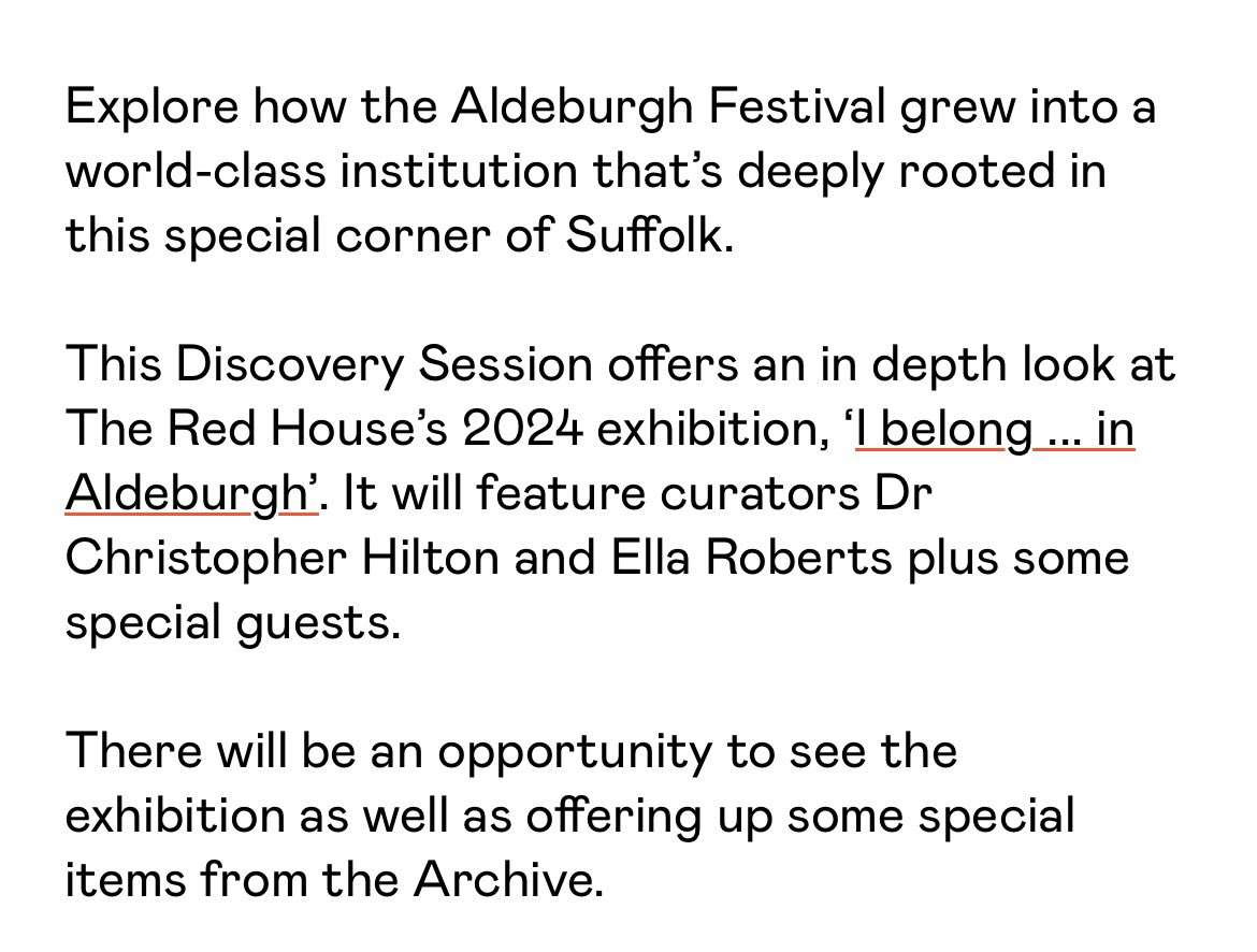 … a history & in-depth discussion this morning of the Aldeburgh Festival over the past 75 years @redhouse_alde #DiscoverySession facilitated by @sarah_bardwell with guests @CHilton_BB @NicholasClarkBB @rogerandout56 very interesting & informative speakers.