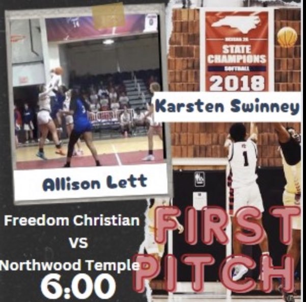 @1karstennn and @alliitootuff will be presented w Freedom records and will throw the first pitch at this Friday’s softball game. Come on out to Freedom Field and show your support 👏 @910Preps @ogcookie_ @fayobserver @NCISAA1