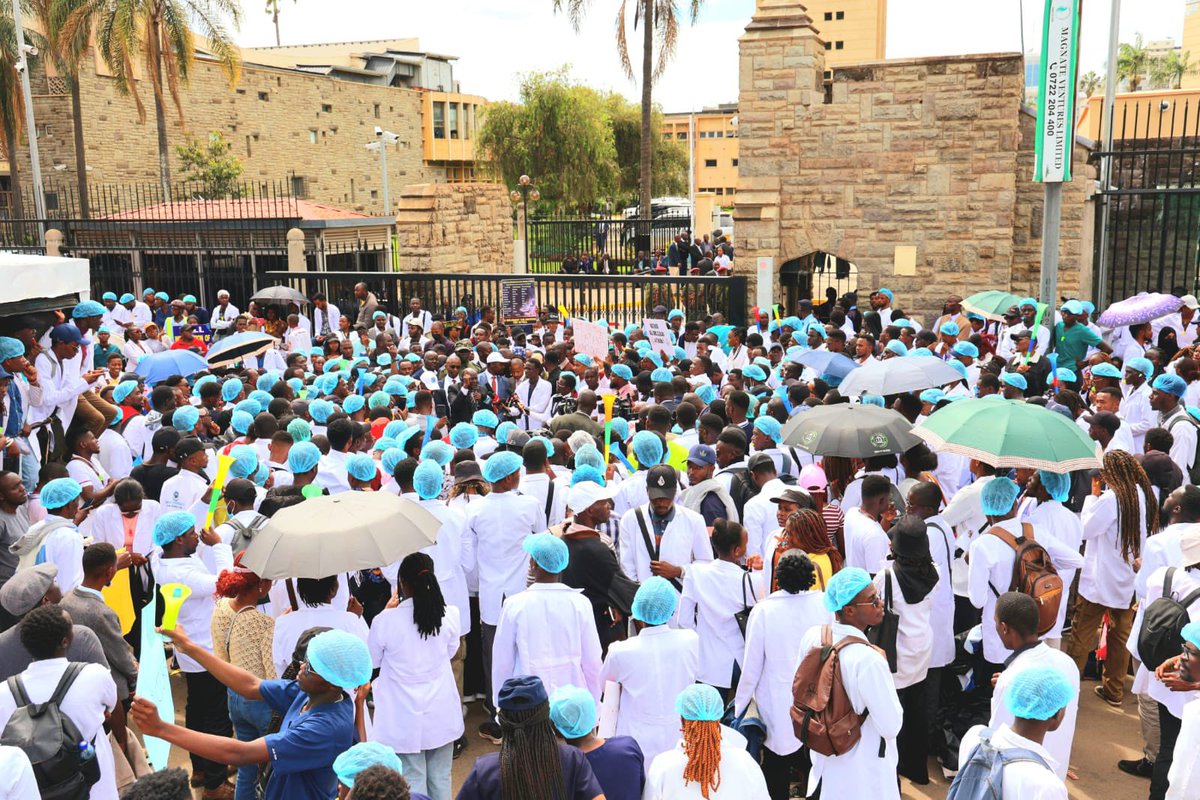 Today I joined our striking Doctors and other medical staff to demand for what they deserve.This defunct Government must pay our medics.Kenyans are dying in Hospitals and President Ruto must show humanity to the People of Kenya.