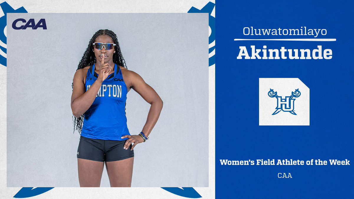 🏴‍☠️Congratulations to Oluwatomilayo Akintunde on being named the CAA Field Athlete of the Week‼️ 📰Read here:bit.ly/3UaG6Vr #WeAreHamptonU