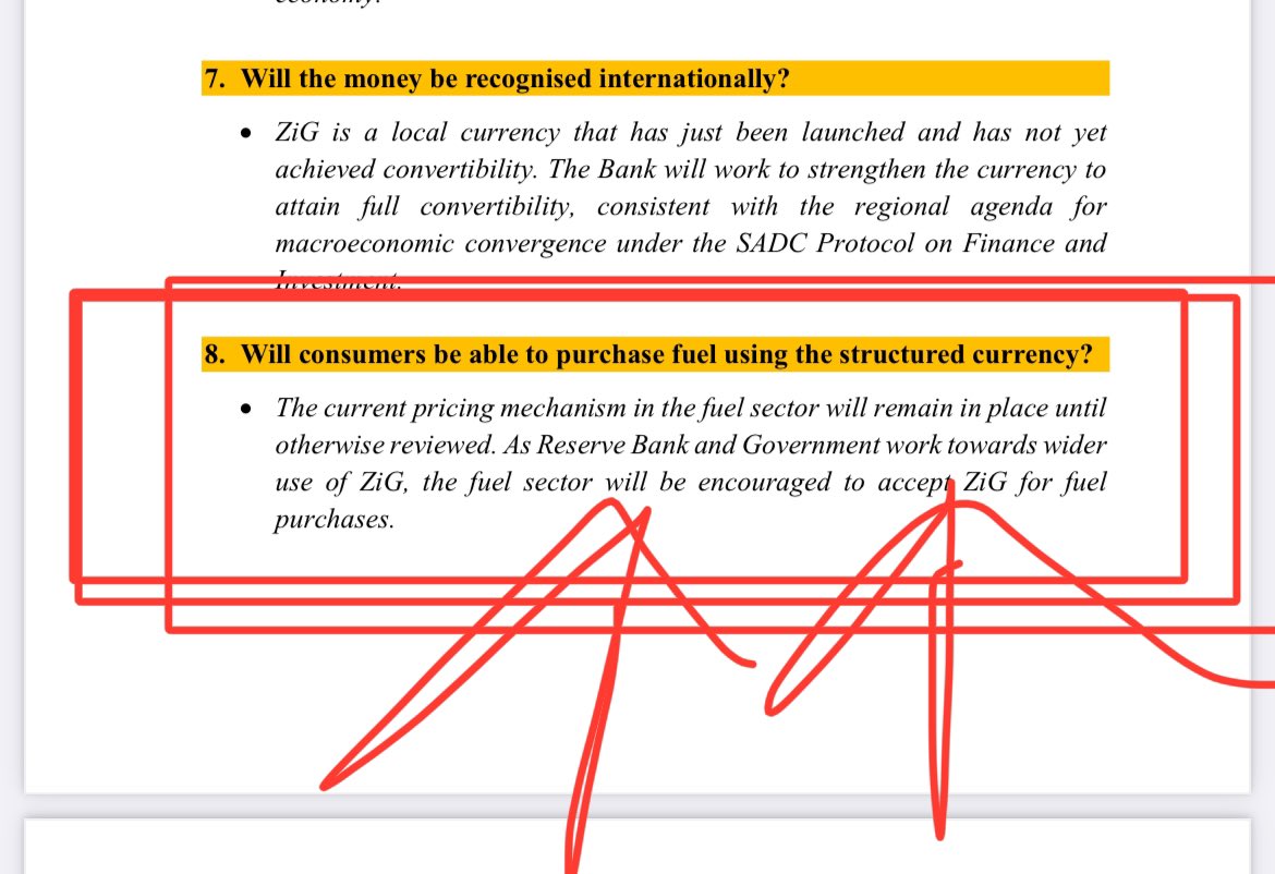 According to the @ReserveBankZIM, the current fuel pricing system will remain in place… “the fuel sector will be encouraged to accept ZiG for fuel purchases” ….. Well, they aren’t serious about introducing a new currency… Fuel alone generates the highest demand for forex……