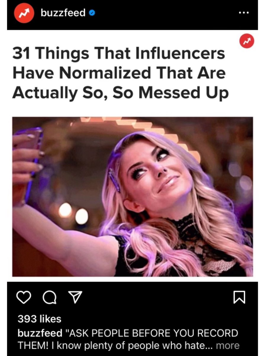 Hey @BuzzFeed - “ask people before you record them” maybe ask before using my pic. If you’re gonna steal it, use it for something SOMEWHAT accurate. I am a professional athlete & sports entertainer. Not an influencer #theirony