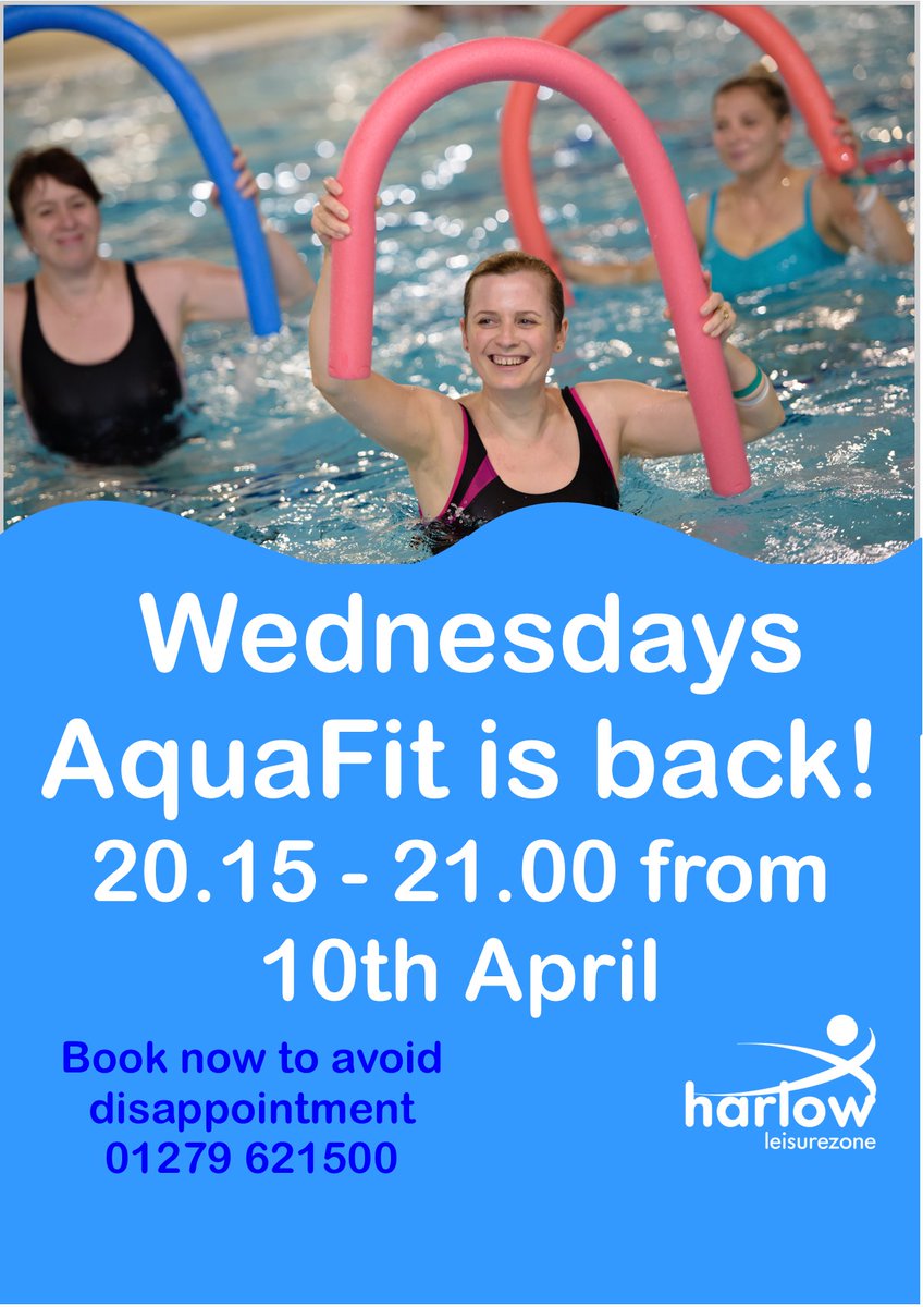 Aquafit on will be starting back on Wednesdays from tomorrow 20.15 - 21.00. A great way to get fit. meet new people and have fun! Come and join in, no need to be a member. Book now on 01279 621500

#fitness #Aquafit #Aquafitness #harlow #leisurezone #fitnessclass