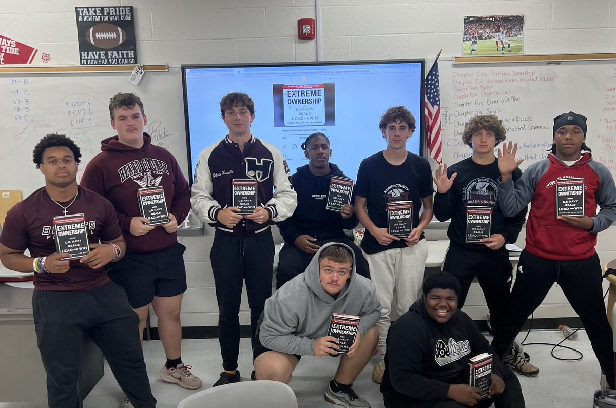 These Heard County Braves completed a book study on @jockowillink and @LeifBabin’s book, “Extreme Ownership.” Tons of great lessons on developing ownership in all aspects of life! Appreciative of this groups’ commitment, and we can’t wait for the next group to start! #TheHCway