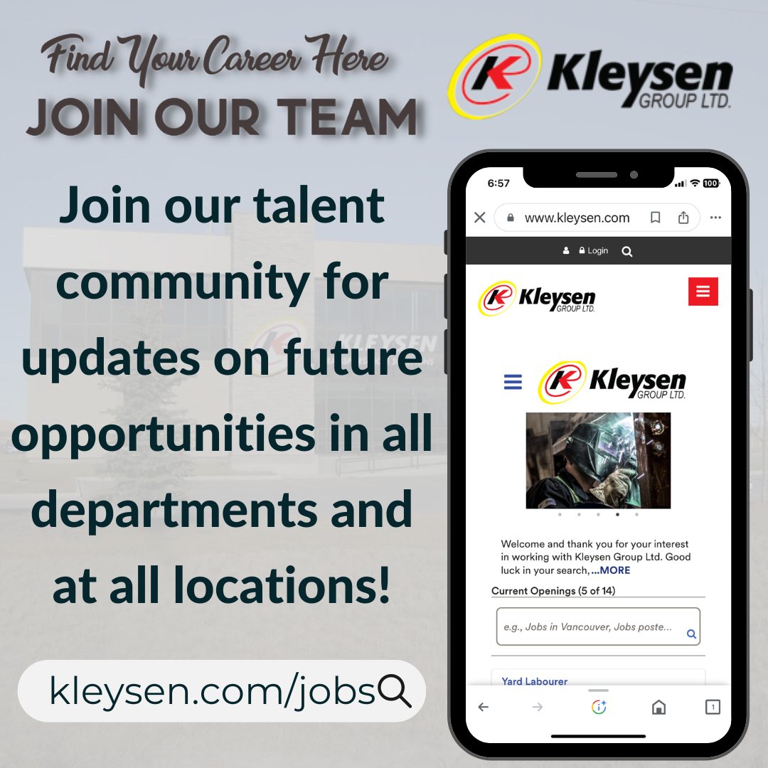 HAVE YOU CHECKED OUR CAREERS PAGE LATELY? Whether you're a recent graduate or seeking new horizons, we've got job openings that might be the perfect fit for you! Visit kleysen.com/jobs and take the next step towards a fulfilling career, your dream job could be a click away